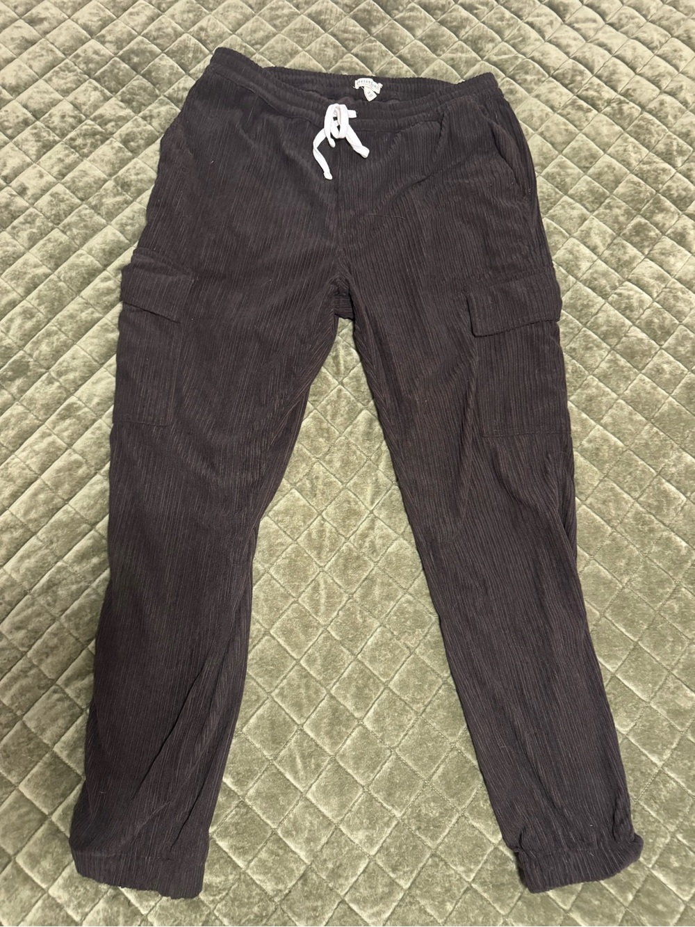 EARTHBOUND Brown Cargo Jogger Pants with White Drawstring
